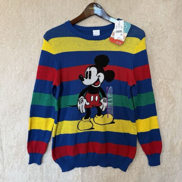NWT Mickey Mouse Sweater Retro Striped Reimagined Kids Disney 100 Youth Sz XL - Picture 10 of 12
